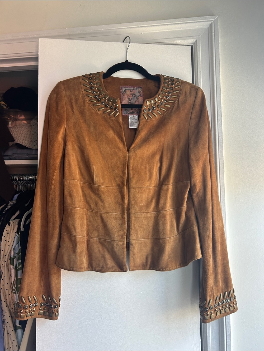 Stud-Trim Goat Suede Jacket